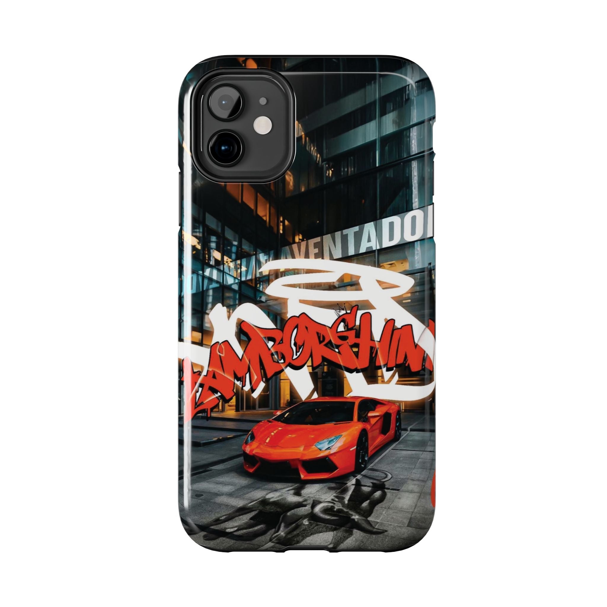 Urban Graffiti Tough Phone Case - Red Lamborghini Design