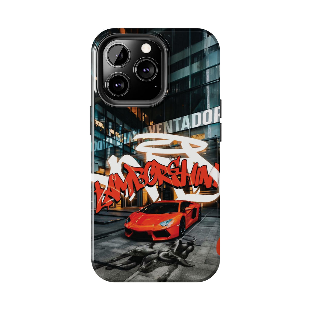 Urban Graffiti Tough Phone Case - Red Lamborghini Design