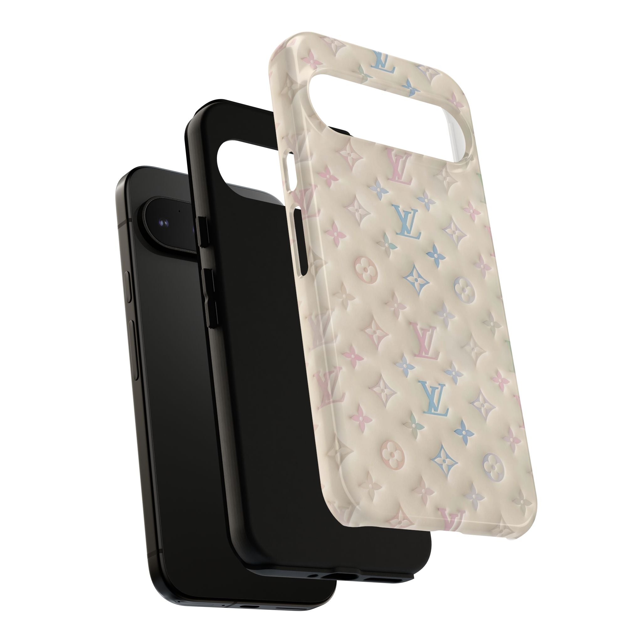 Pastel Quilted Monogram Phone Case — LV-Inspired Tough Protective Cover