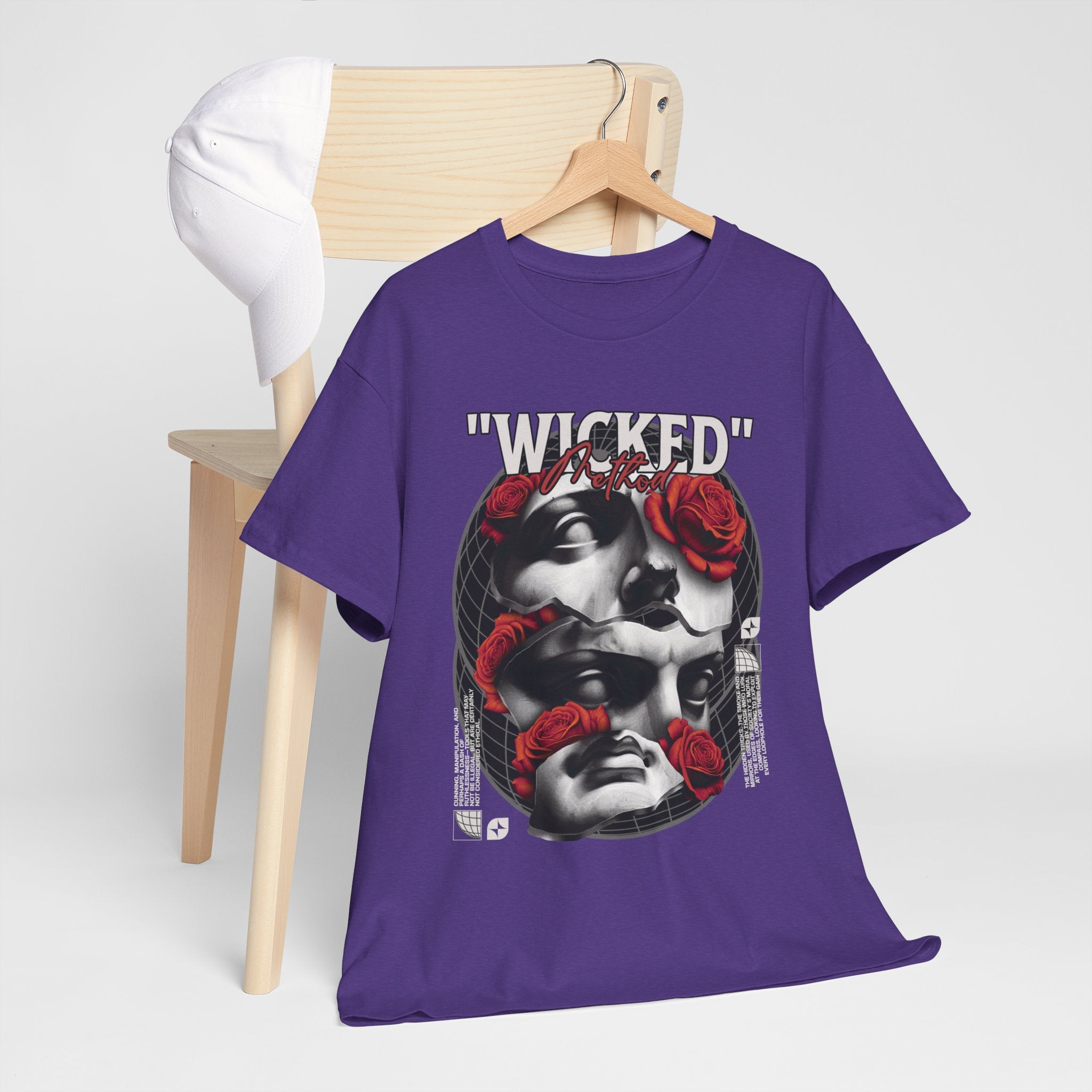 Wicked Floral Unisex Heavy Cotton Tee, Grunge Fashion Tee, Gothic Graphic Tee, Punk Style Shirt, Casual Wear, Gift for Music Lovers