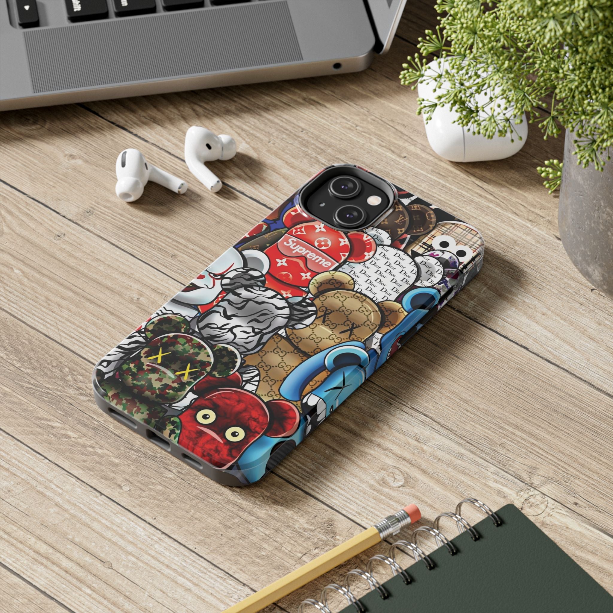 Trendy Bear Phone Case: Stylish Tough Protector for Streetwear Lovers, Gift for Teens, Unique Accessories for Holiday Celebrations