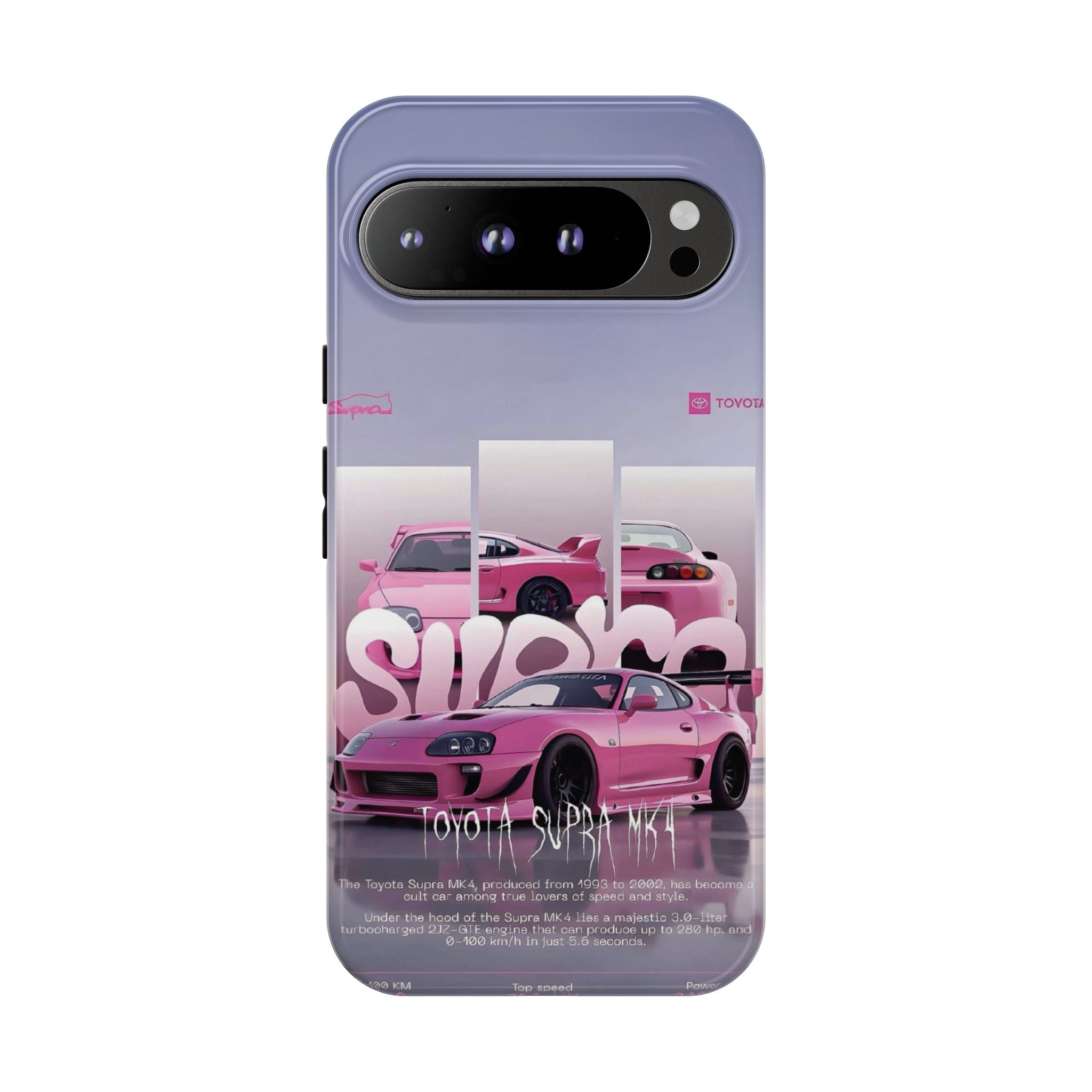 Pink Toyota Supra Phone Case — Retro Car Graffiti Design