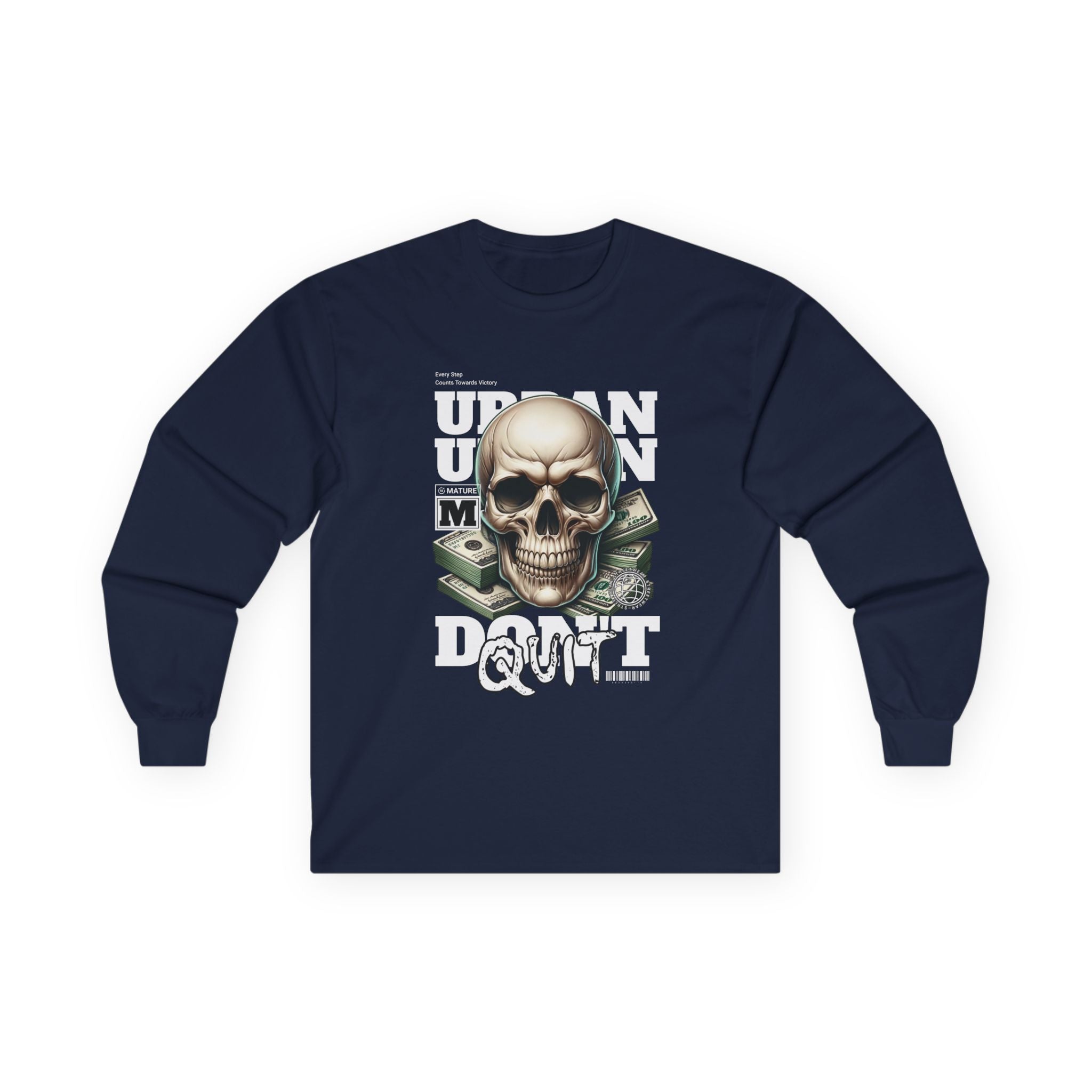 Urban Skull Graphic Long Sleeve Tee | Unisex Cotton Shirt for Halloween, Streetwear, Graphic Tee, Gift for Him/Her