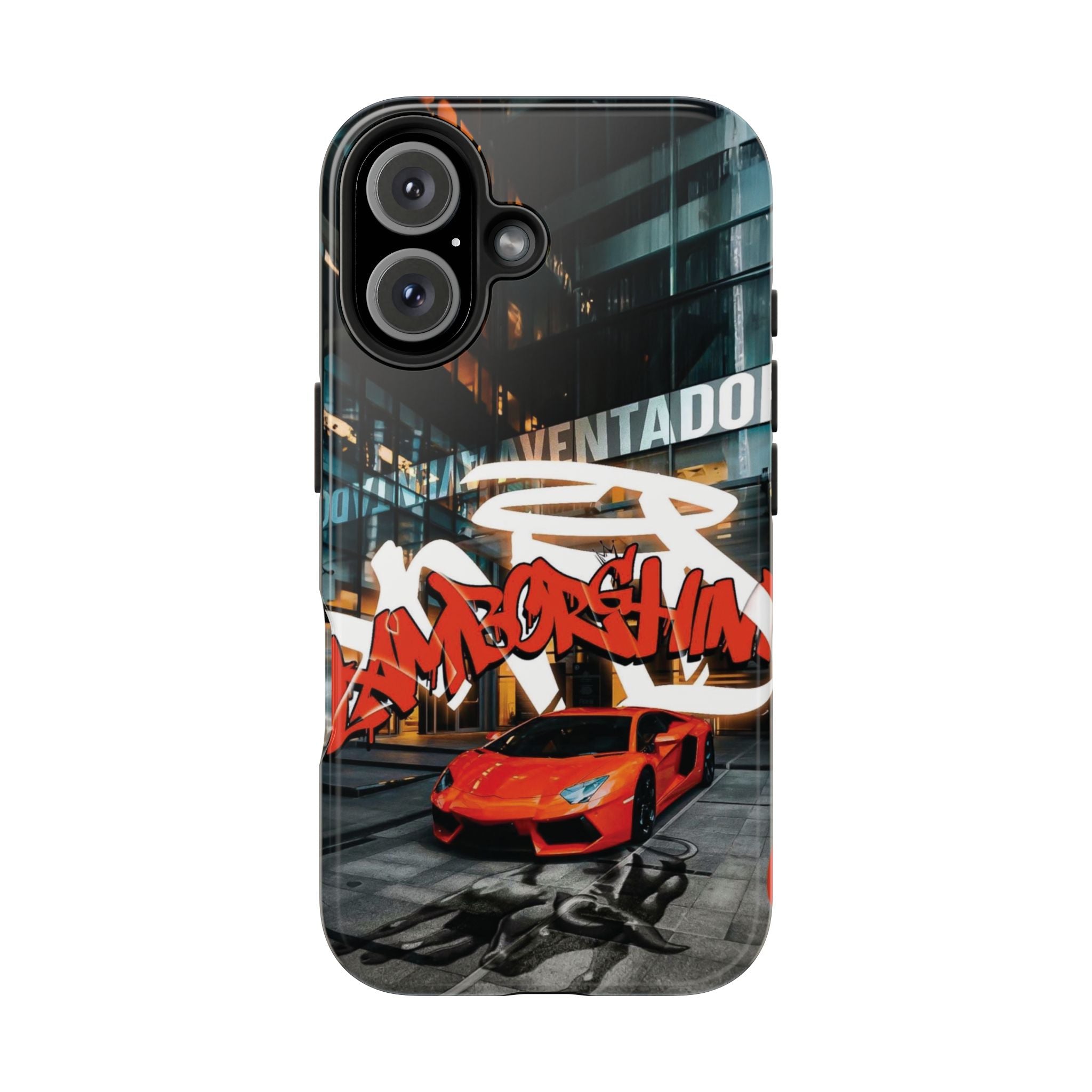 Urban Graffiti Tough Phone Case - Red Lamborghini Design