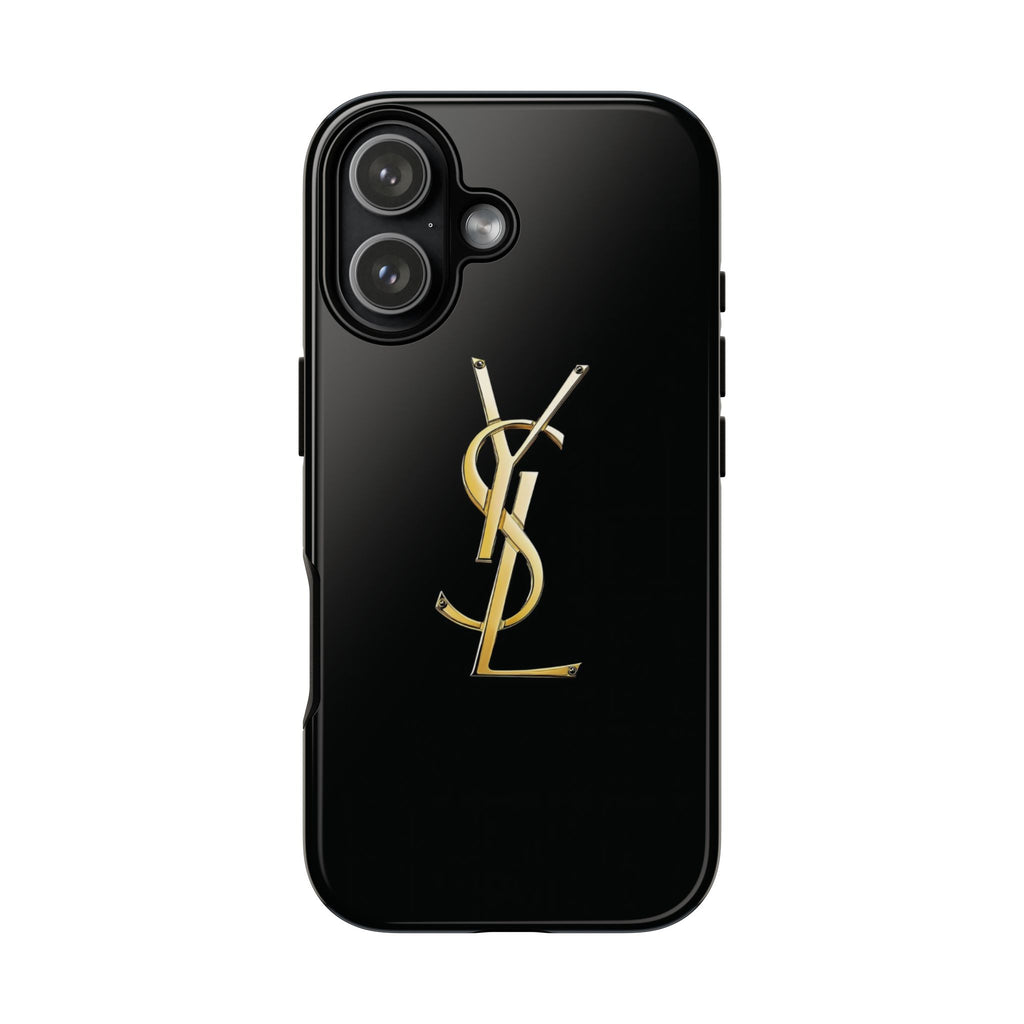 Gold Monogram Tough Phone Case – Luxury YSL-Inspired Protective Cover