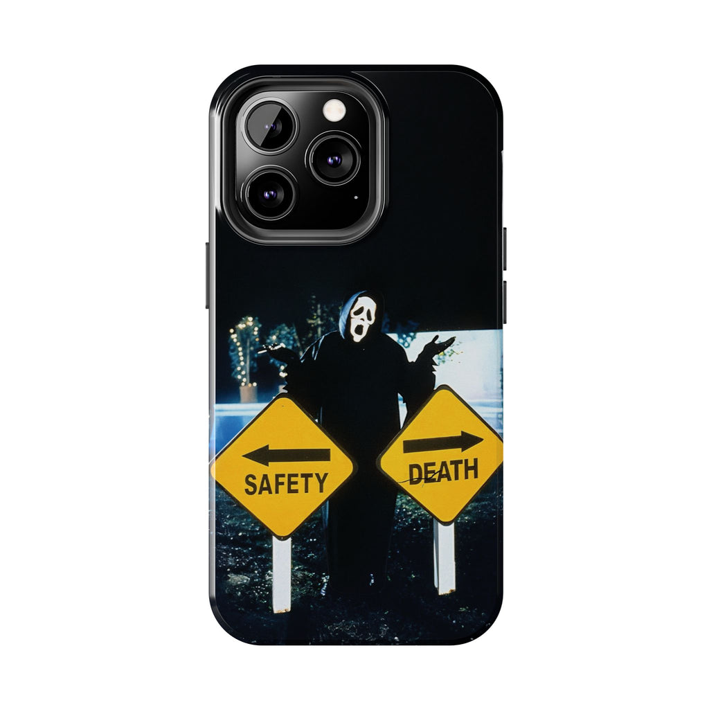 Spooky Phone Cases with Safety and Death Design, Halloween Gift, Horror Movie Merch, Unique Phone Accessories, Fun and Functional