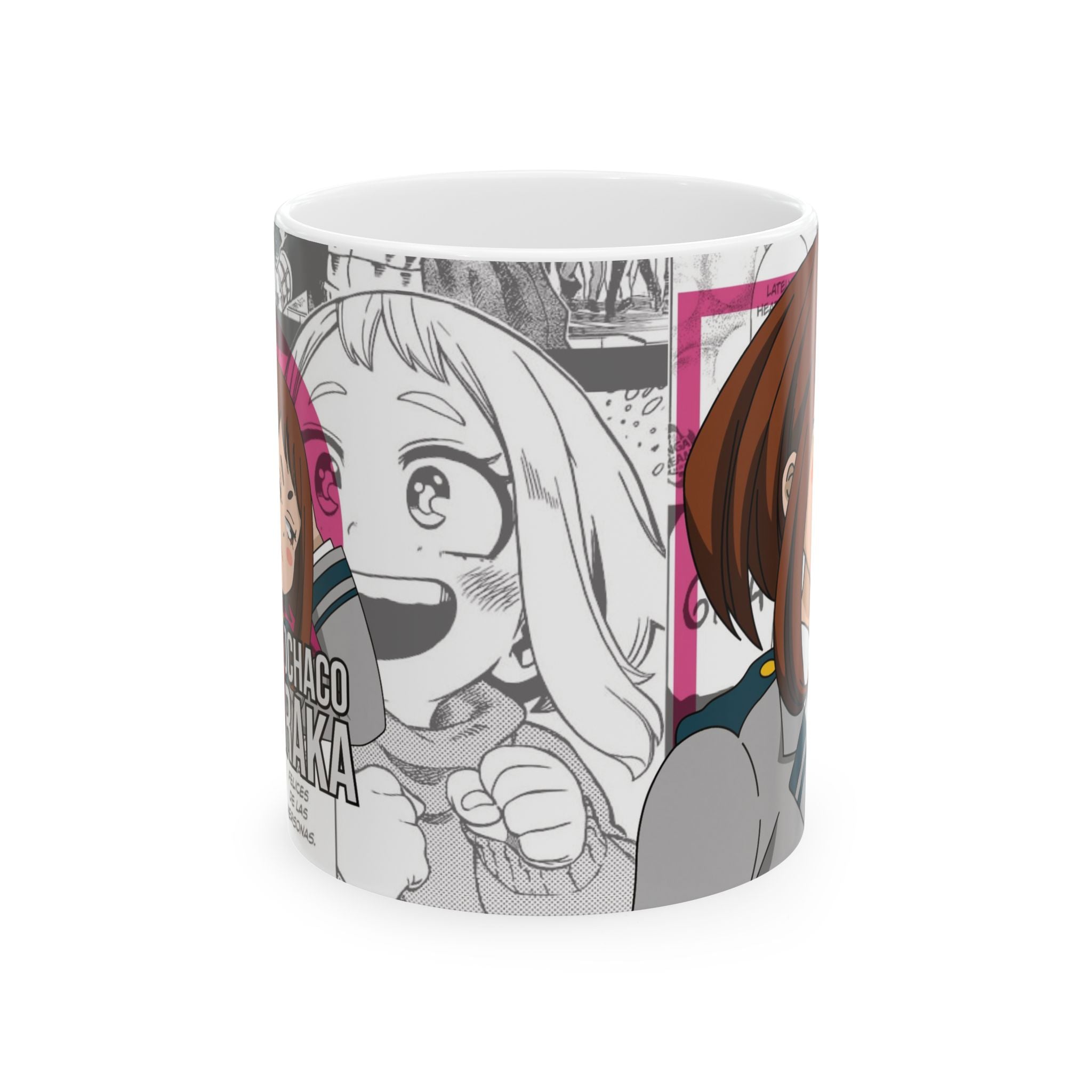 Anime Character Coffee Mug — Cute Schoolgirl Collage Design (11oz & 15oz)