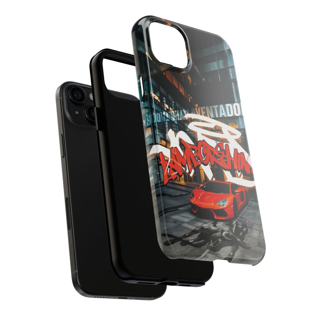 Urban Graffiti Tough Phone Case - Red Lamborghini Design