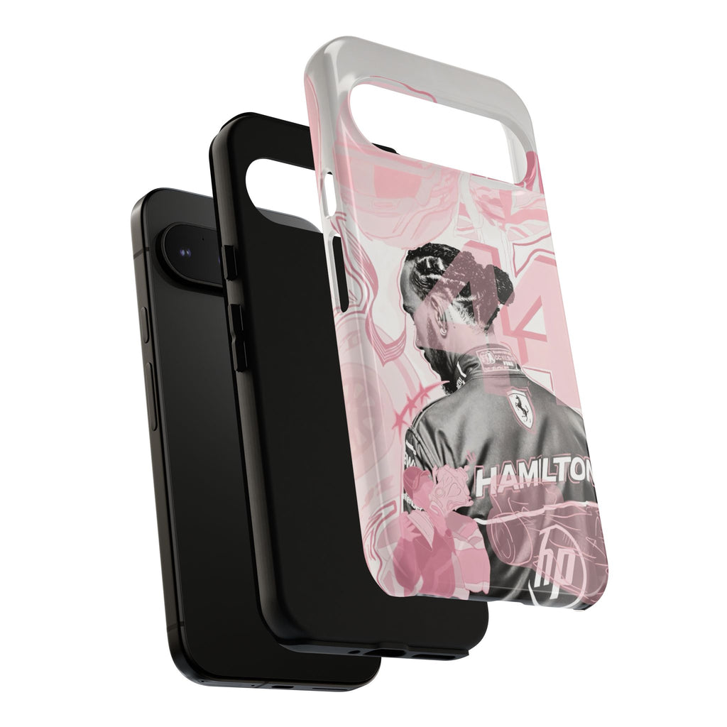 Hamilton Racing Phone Case — Pink Retro Driver Collage Tough Case