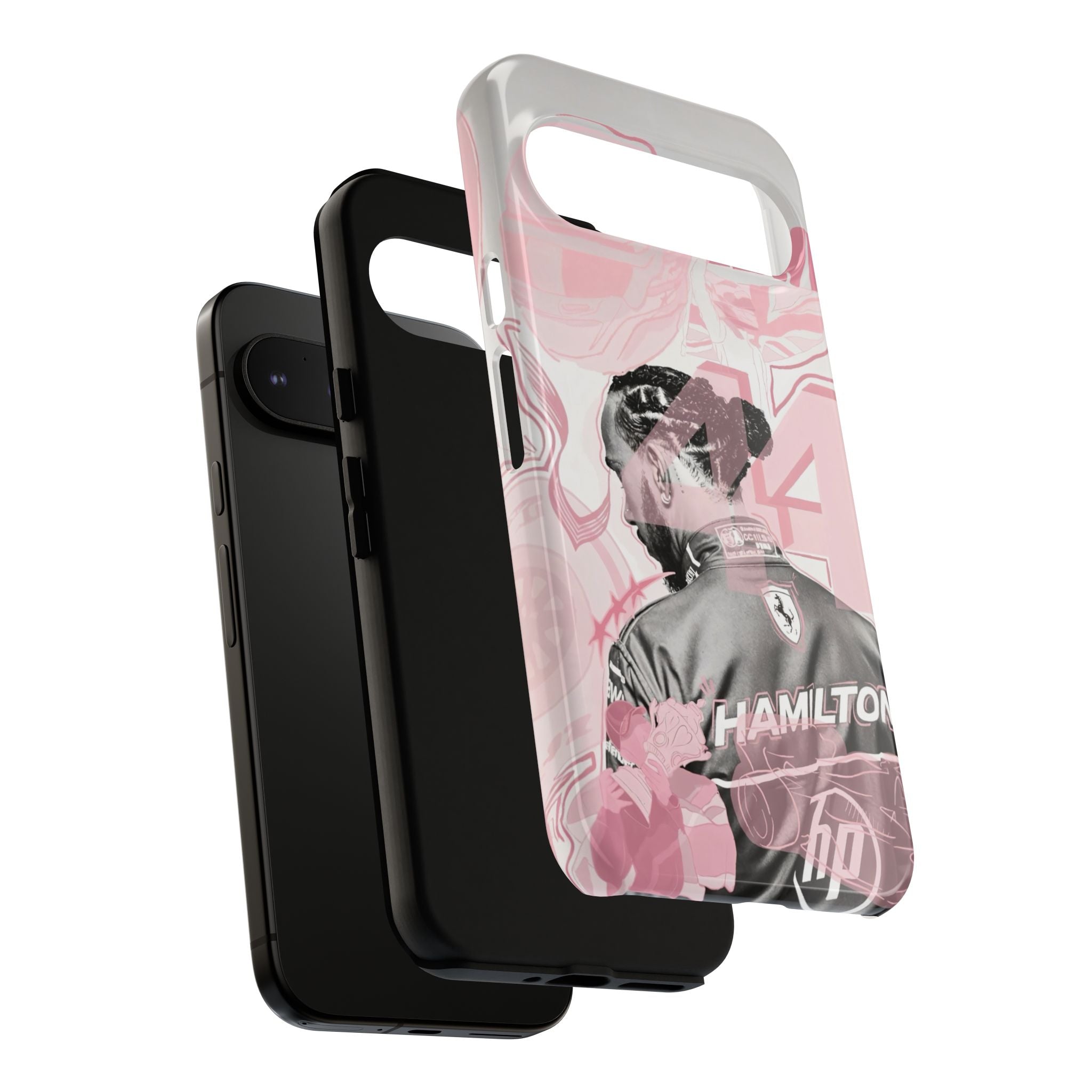 Hamilton Racing Phone Case — Pink Retro Driver Collage Tough Case