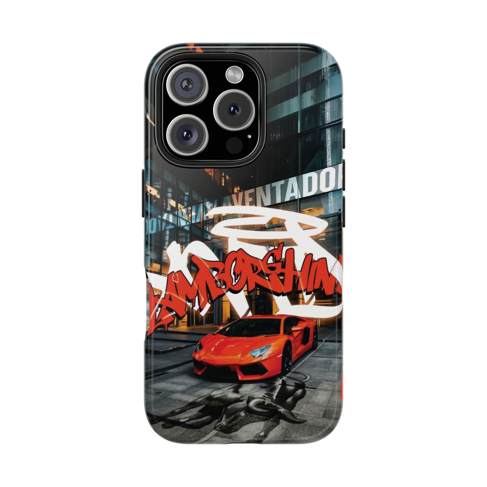 Urban Graffiti Tough Phone Case - Red Lamborghini Design