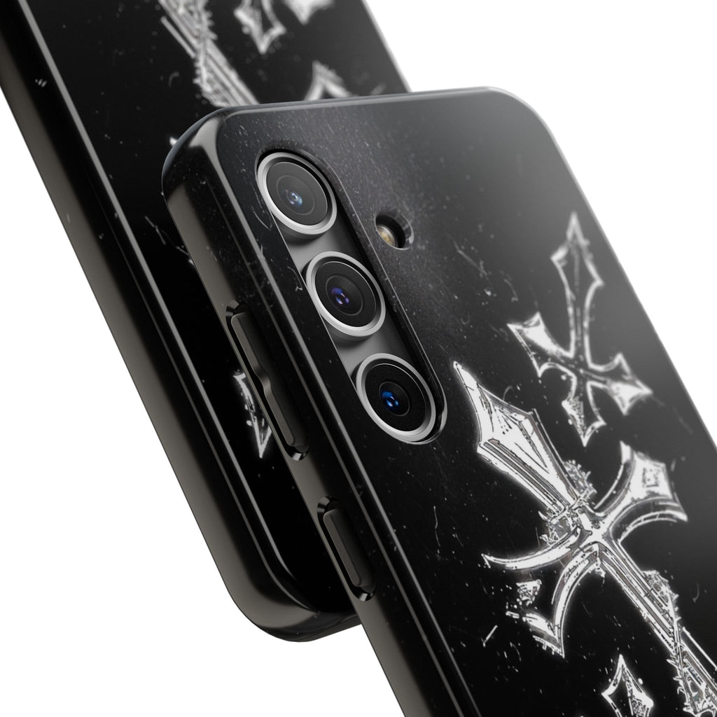 Tough Phone Case with Cross Design, Gothic Phone Cover, Personalized Phone Case, Customizable Tech Accessories, Unique Gift Idea