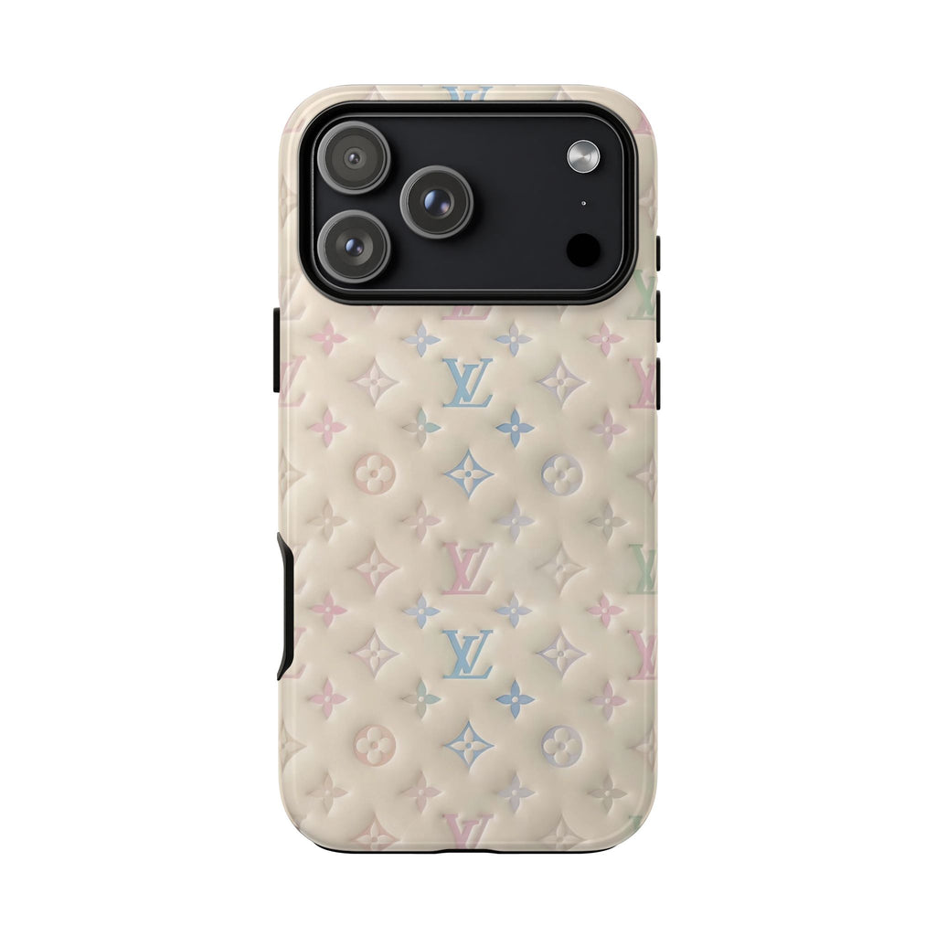Pastel Quilted Monogram Phone Case — LV-Inspired Tough Protective Cover
