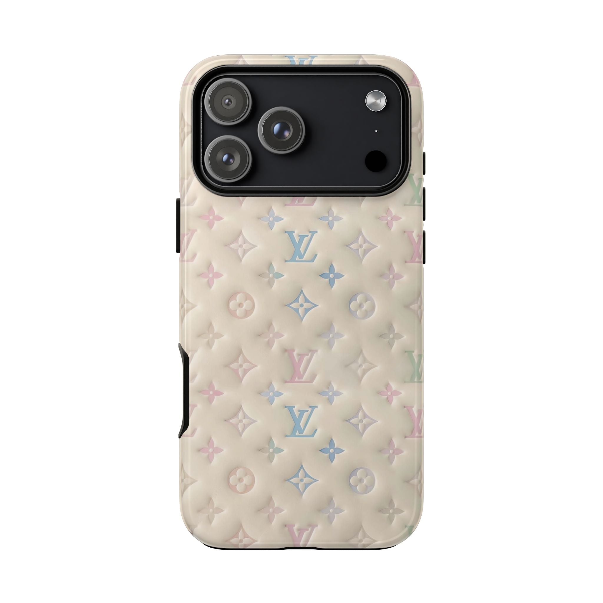 Pastel Quilted Monogram Phone Case — LV-Inspired Tough Protective Cover