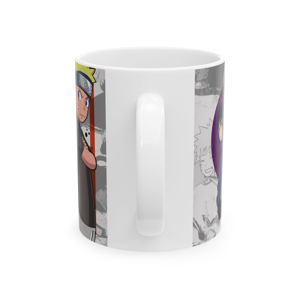Anime Naruto & Sasuke Mug — Character Collage Ceramic Coffee Cup (11oz/15oz)
