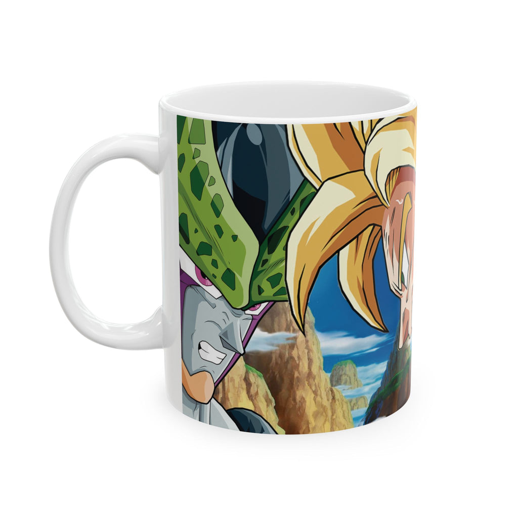 Anime Battle Ceramic Mug (11oz/15oz) — Superpowered Fighter Scene Wrap