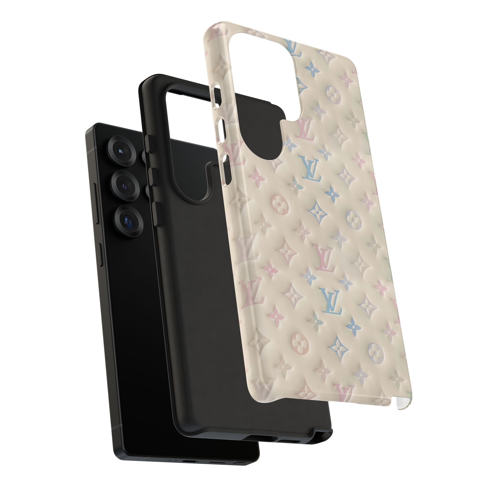 Pastel Quilted Monogram Phone Case — LV-Inspired Tough Protective Cover