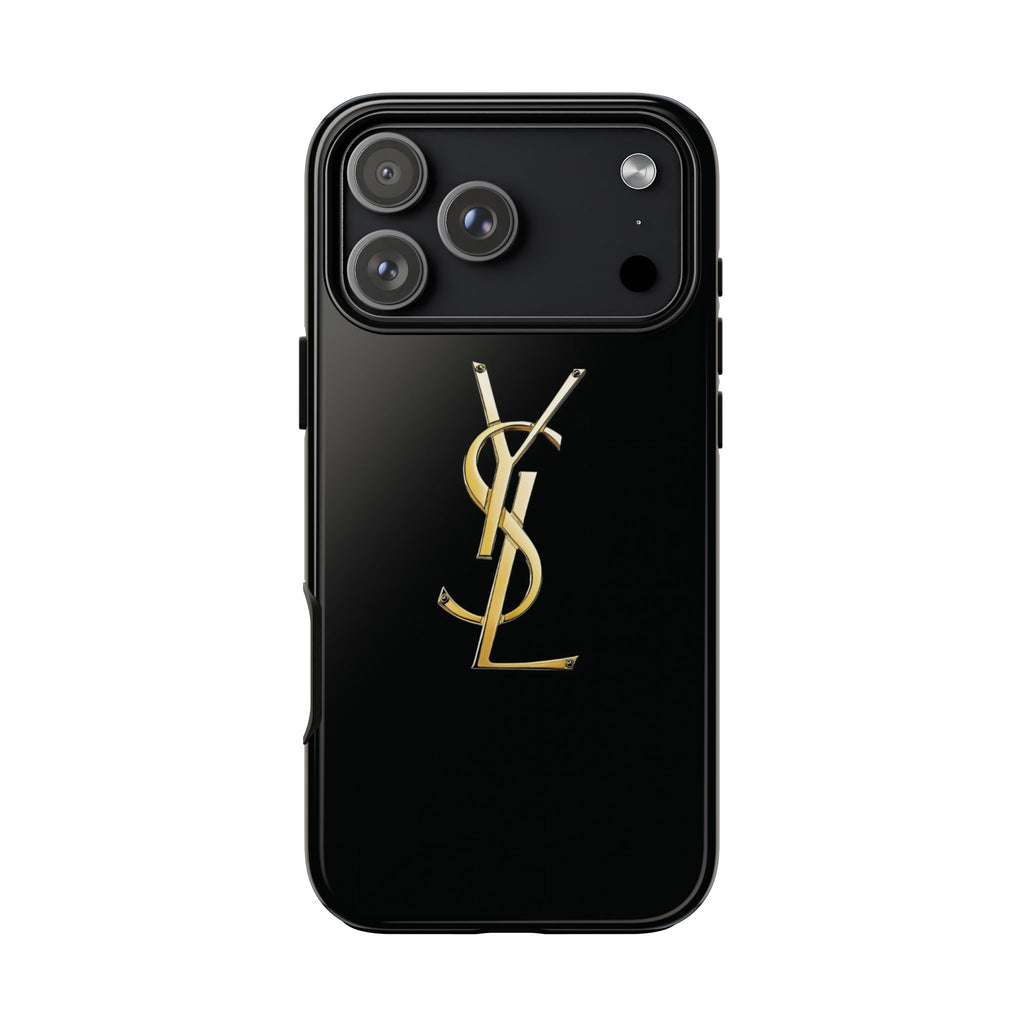 Gold Monogram Tough Phone Case – Luxury YSL-Inspired Protective Cover
