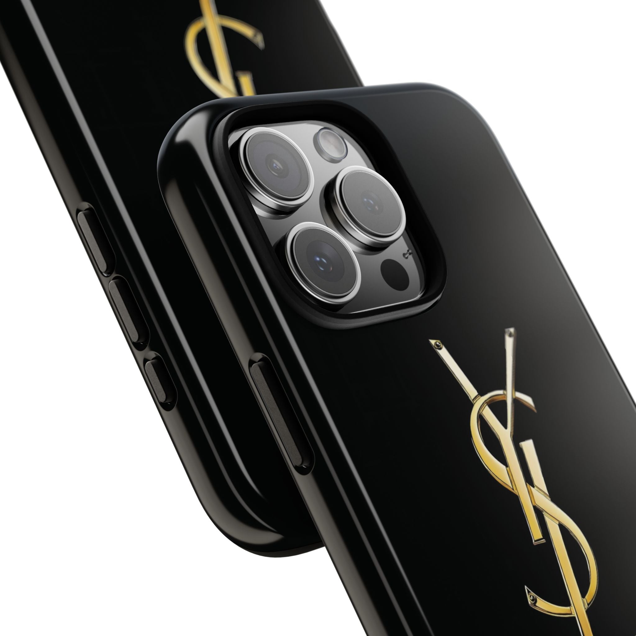 Gold Monogram Tough Phone Case – Luxury YSL-Inspired Protective Cover