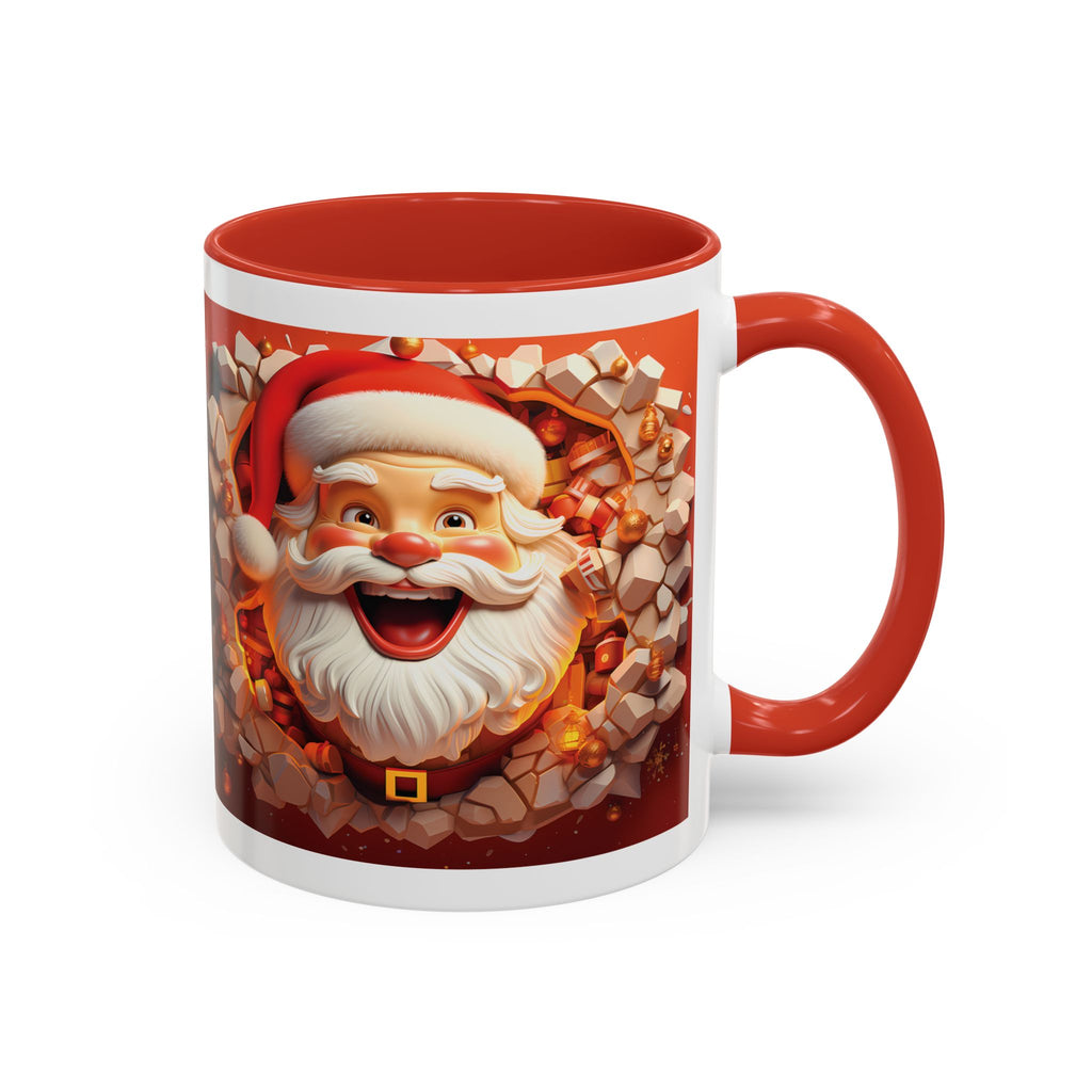 Cheerful Santa Accent Coffee Mug - Perfect for Xmas, Holiday Gifts, Cozy Mornings, Festive Decor, Coffee Lovers