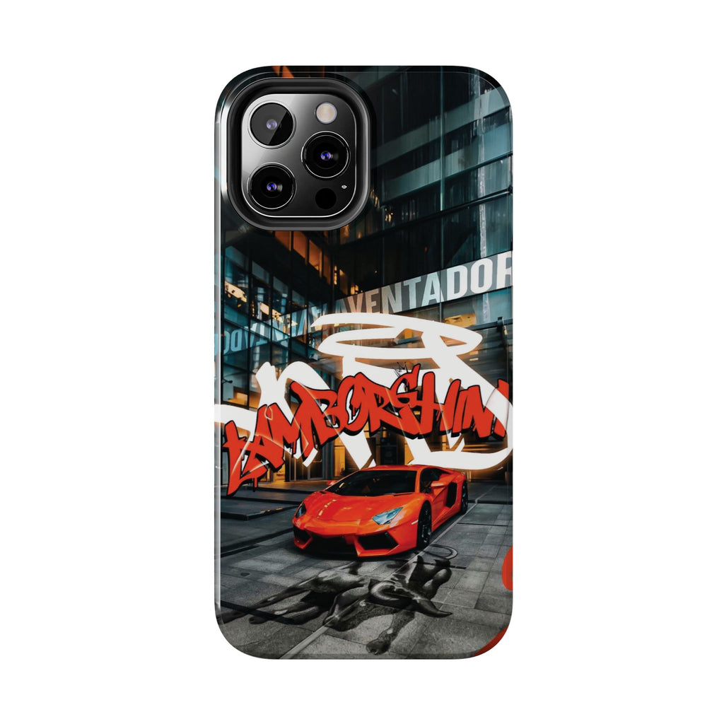 Urban Graffiti Tough Phone Case - Red Lamborghini Design