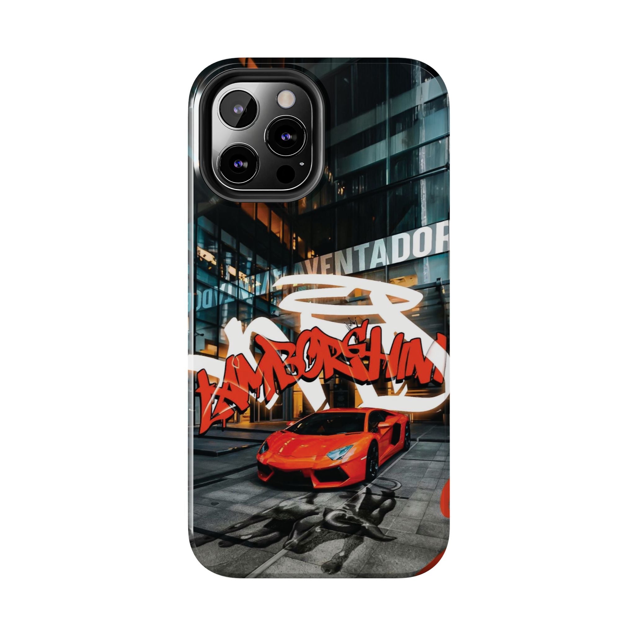 Urban Graffiti Tough Phone Case - Red Lamborghini Design