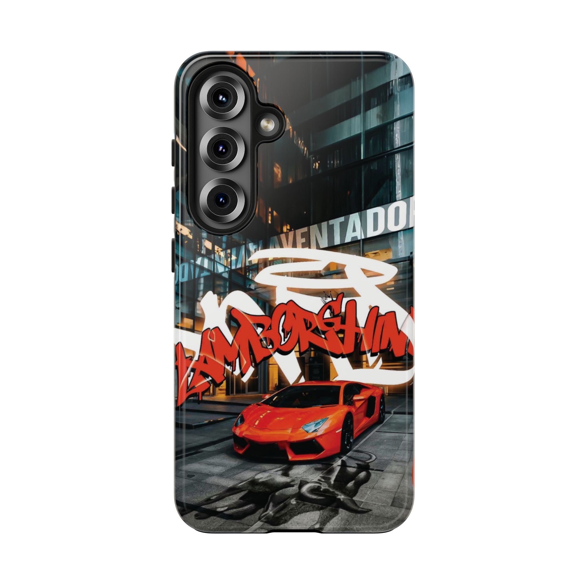 Urban Graffiti Tough Phone Case - Red Lamborghini Design