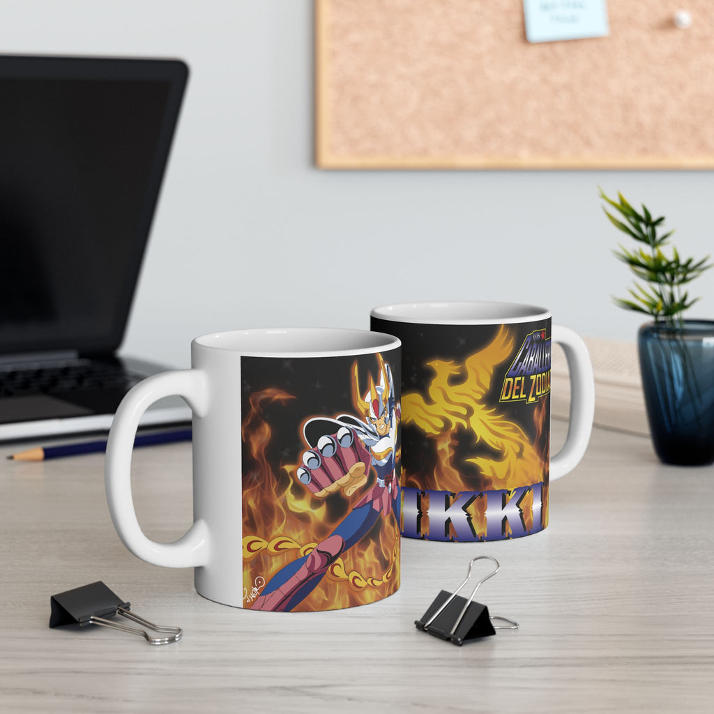 Saint Seiya Phoenix Ikki Ceramic Mug — Anime Coffee Cup with Fiery Design (11oz/15oz)