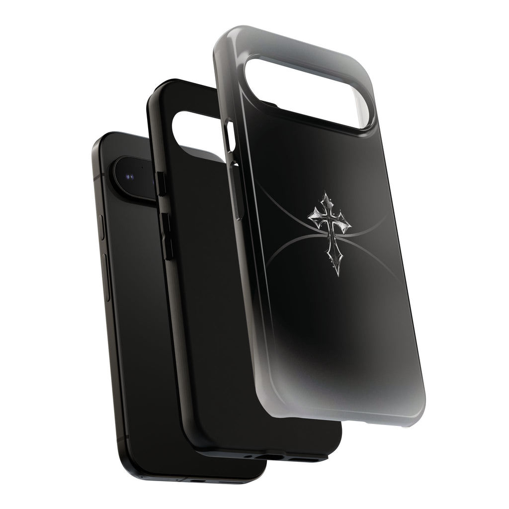 Cross Emblem Tough Phone Case — Rugged Black Protective Cover