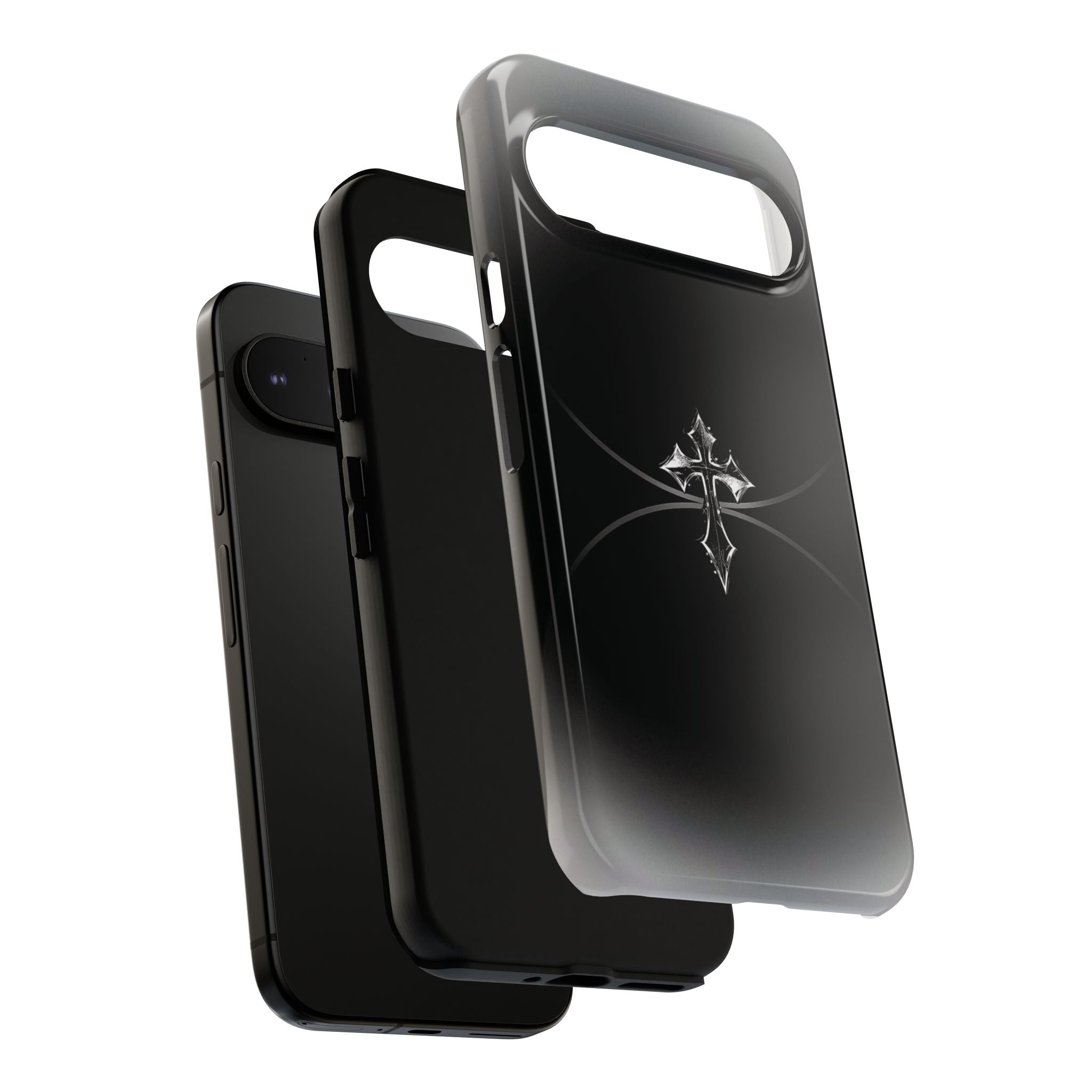 Cross Emblem Tough Phone Case — Rugged Black Protective Cover