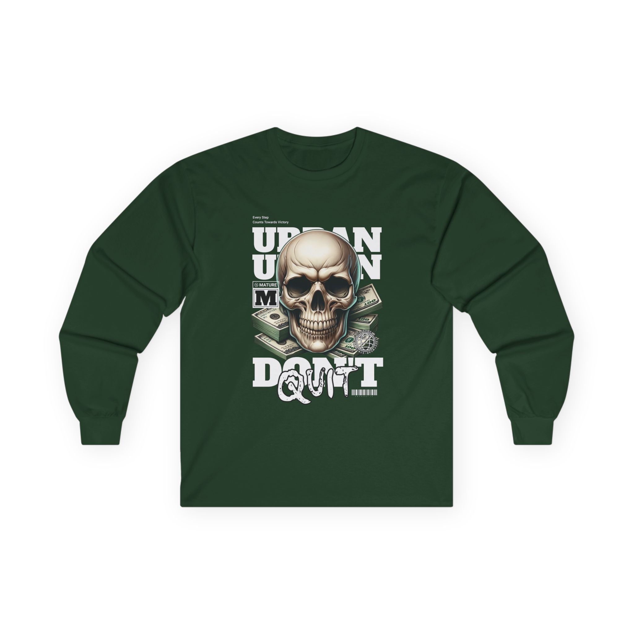 Urban Skull Graphic Long Sleeve Tee | Unisex Cotton Shirt for Halloween, Streetwear, Graphic Tee, Gift for Him/Her