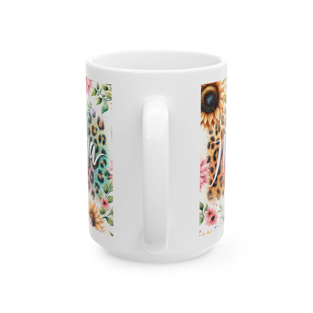 Floral Leopard Print Ceramic Mug, Mother's Day Gift, Coffee Cup, Personalized Mug, Cute Gift for Mom, Animal Print Mug