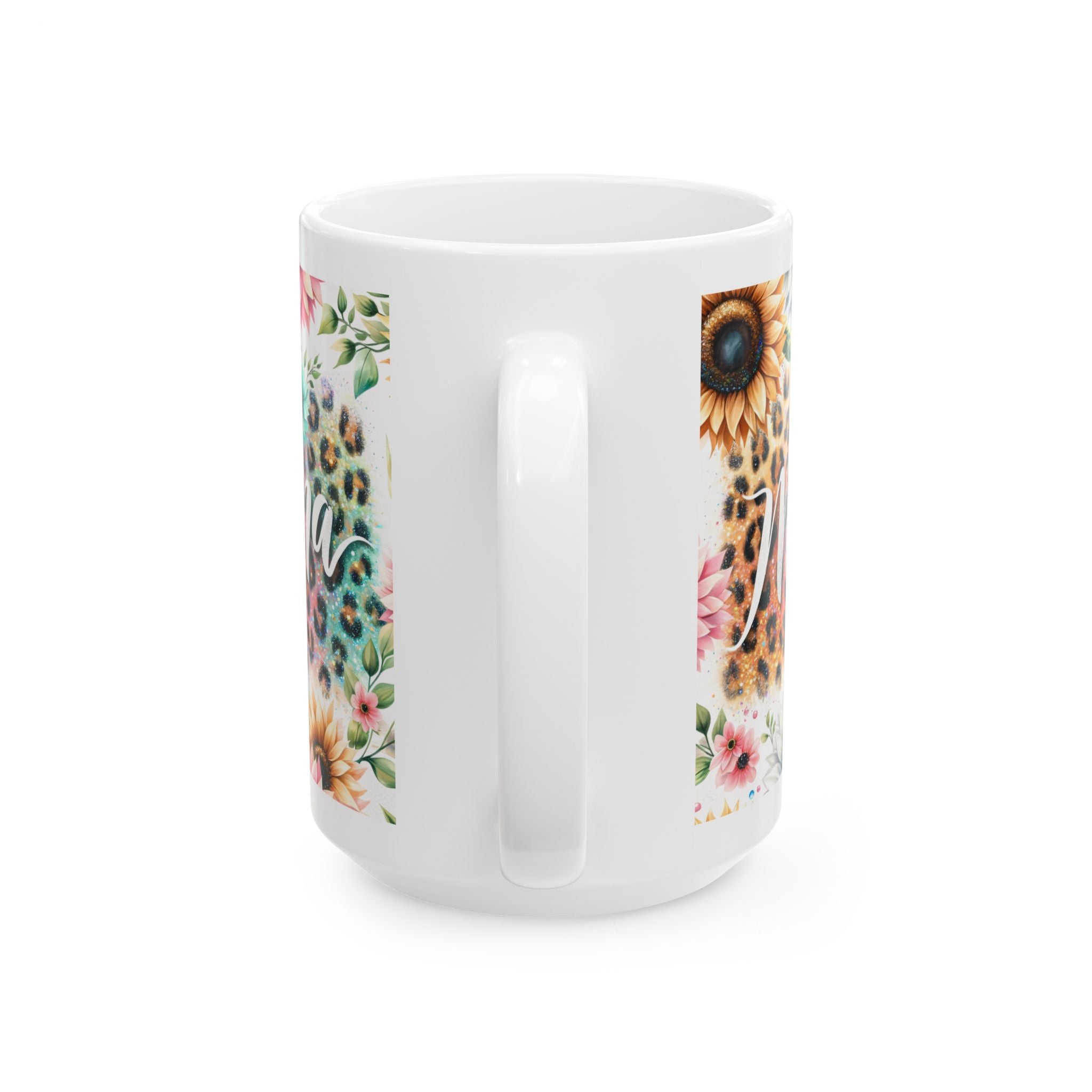 Floral Leopard Print Ceramic Mug, Mother's Day Gift, Coffee Cup, Personalized Mug, Cute Gift for Mom, Animal Print Mug
