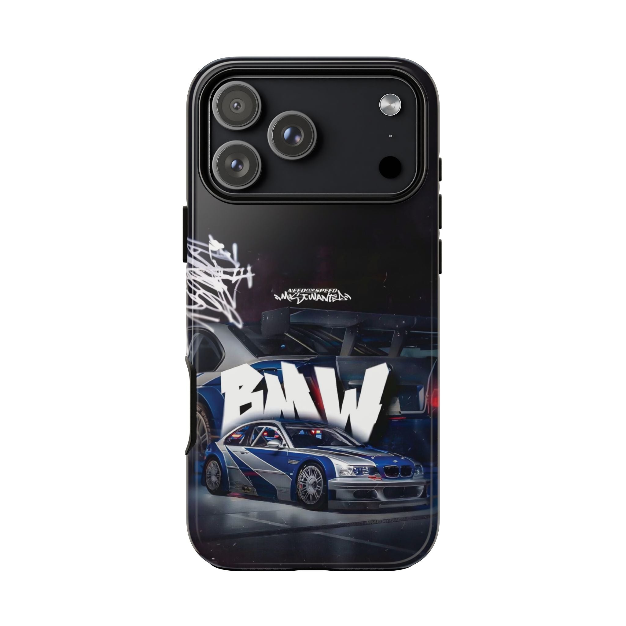 Racing Graffiti Tough Phone Case — Blue Sports Car Design