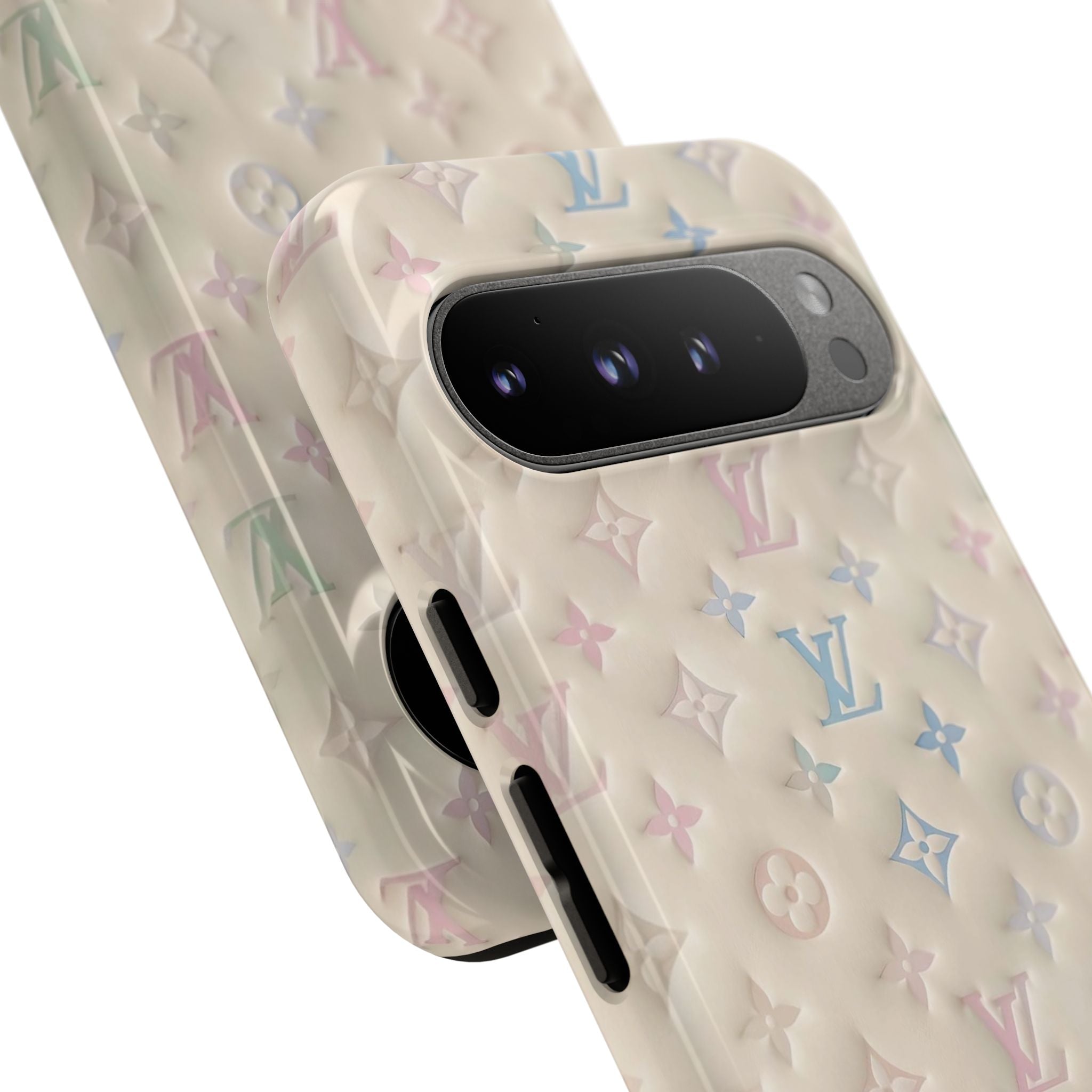 Pastel Quilted Monogram Phone Case — LV-Inspired Tough Protective Cover