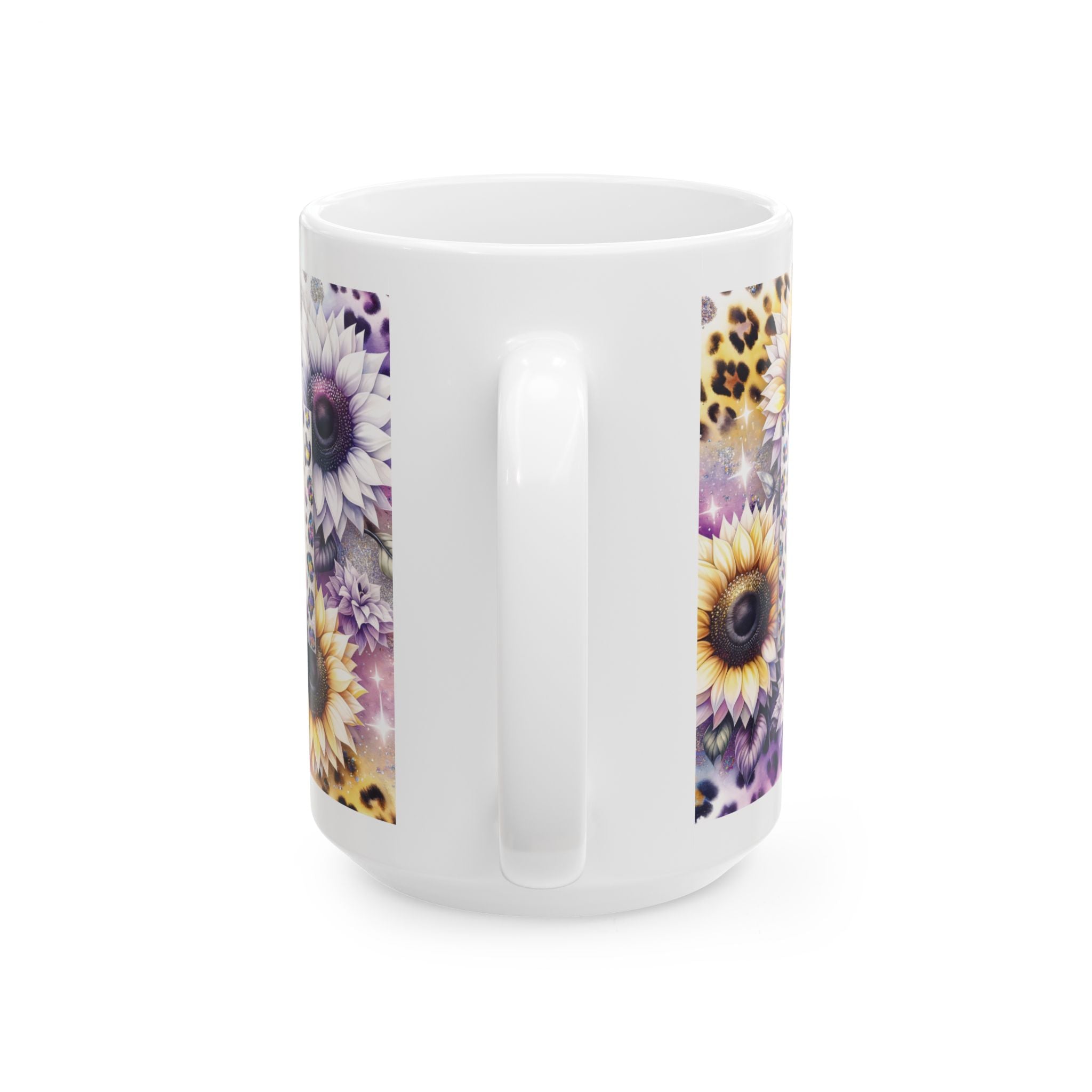 Sunflower Leopard Print Ceramic Mug, Unique Gift for Animal Lovers, Colorful Coffee Cup, Birthday, Home Decor, Floral Drinkware