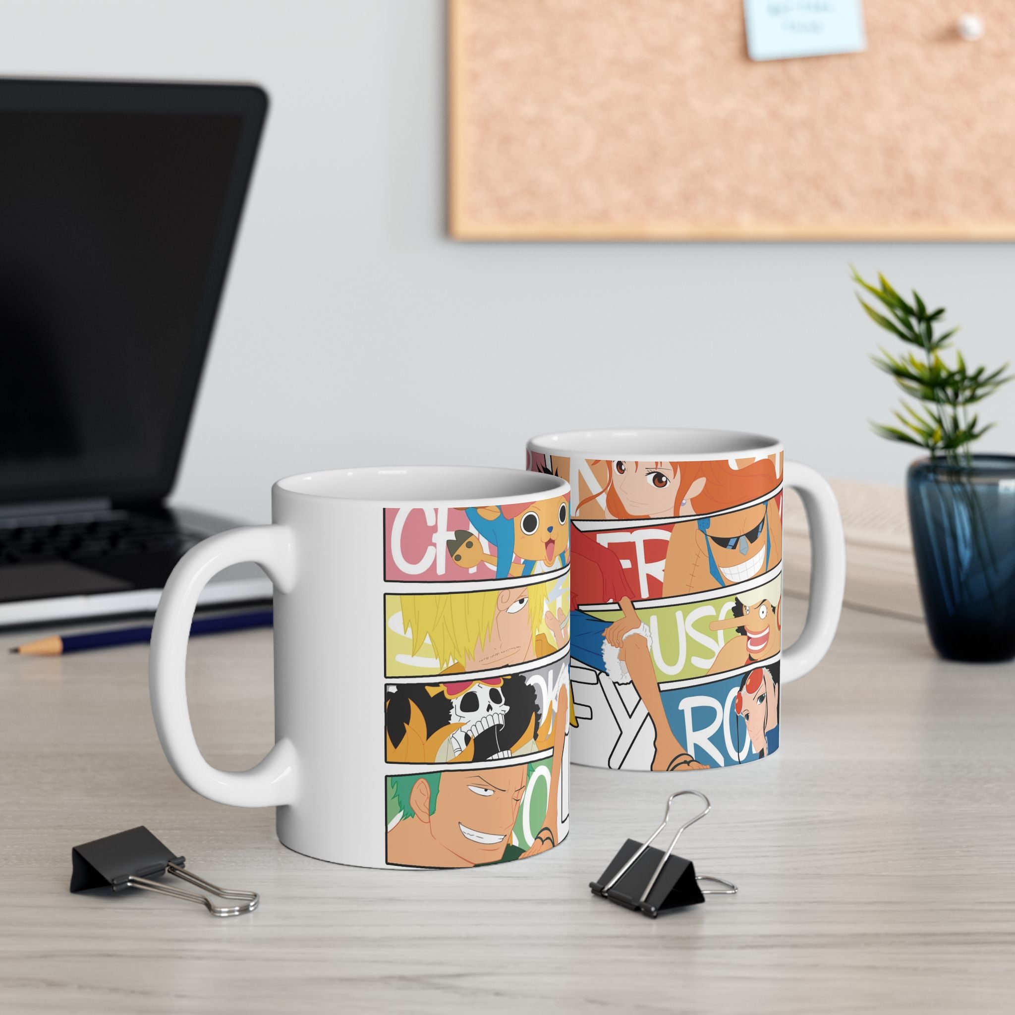 Anime Character Collage Ceramic Mug (11oz, 15oz) — Luffy Crew Design