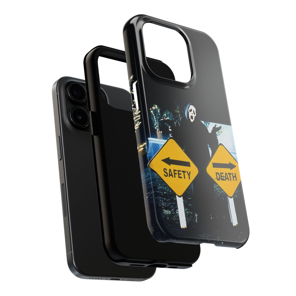 Spooky Phone Cases with Safety and Death Design, Halloween Gift, Horror Movie Merch, Unique Phone Accessories, Fun and Functional