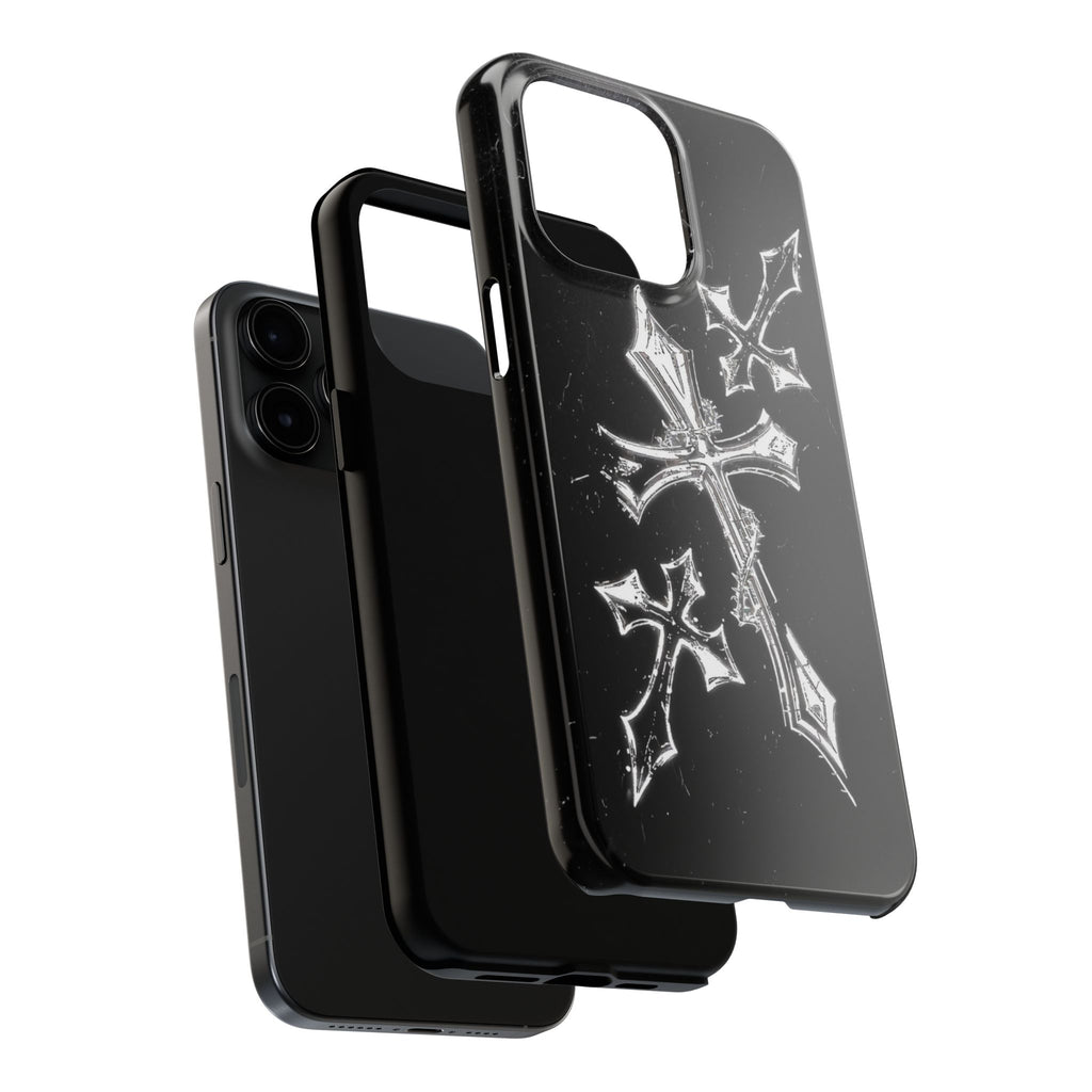 Tough Phone Case with Cross Design, Gothic Phone Cover, Personalized Phone Case, Customizable Tech Accessories, Unique Gift Idea