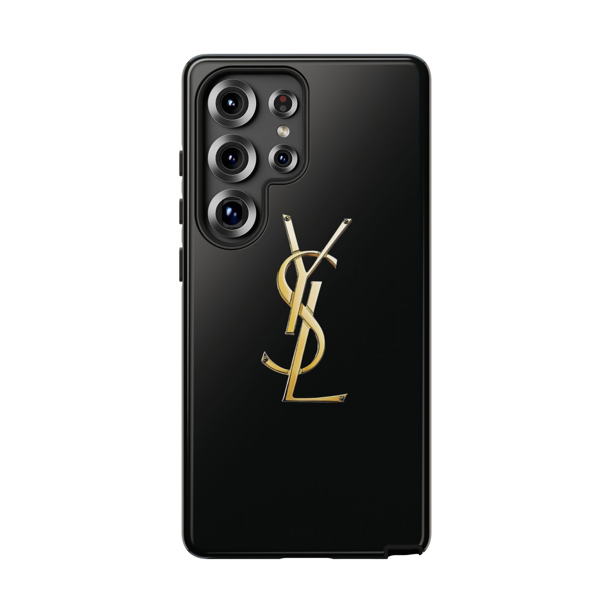 Gold Monogram Tough Phone Case – Luxury YSL-Inspired Protective Cover
