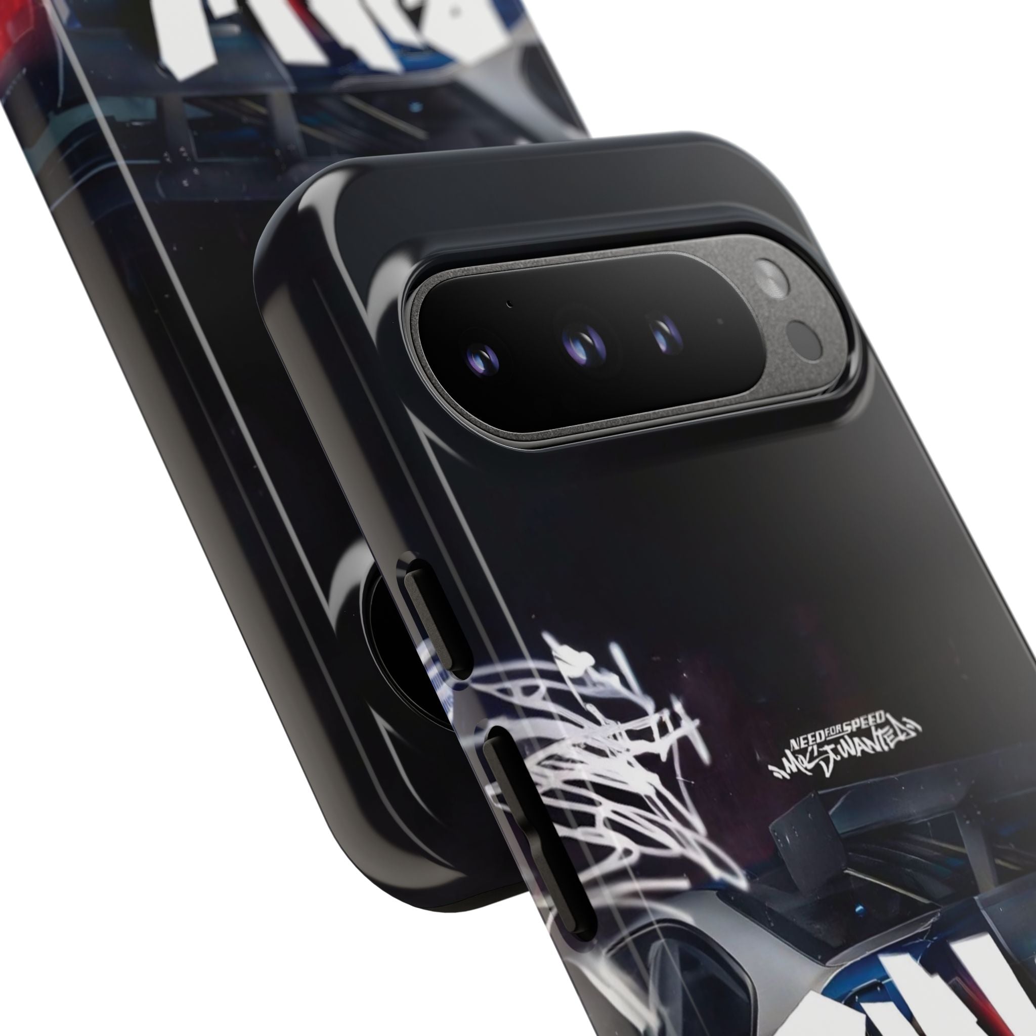 Racing Graffiti Tough Phone Case — Blue Sports Car Design