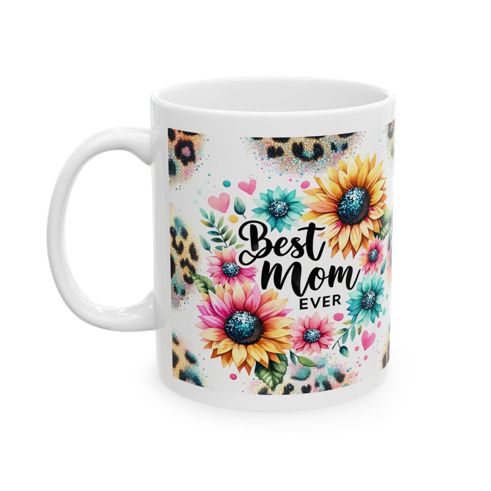 Floral Leopard Print Ceramic Mug, Perfect for Coffee Lovers, Gifts for Mom, Brighten Your Morning, Personalized Gift, Fun Kitchen Decor