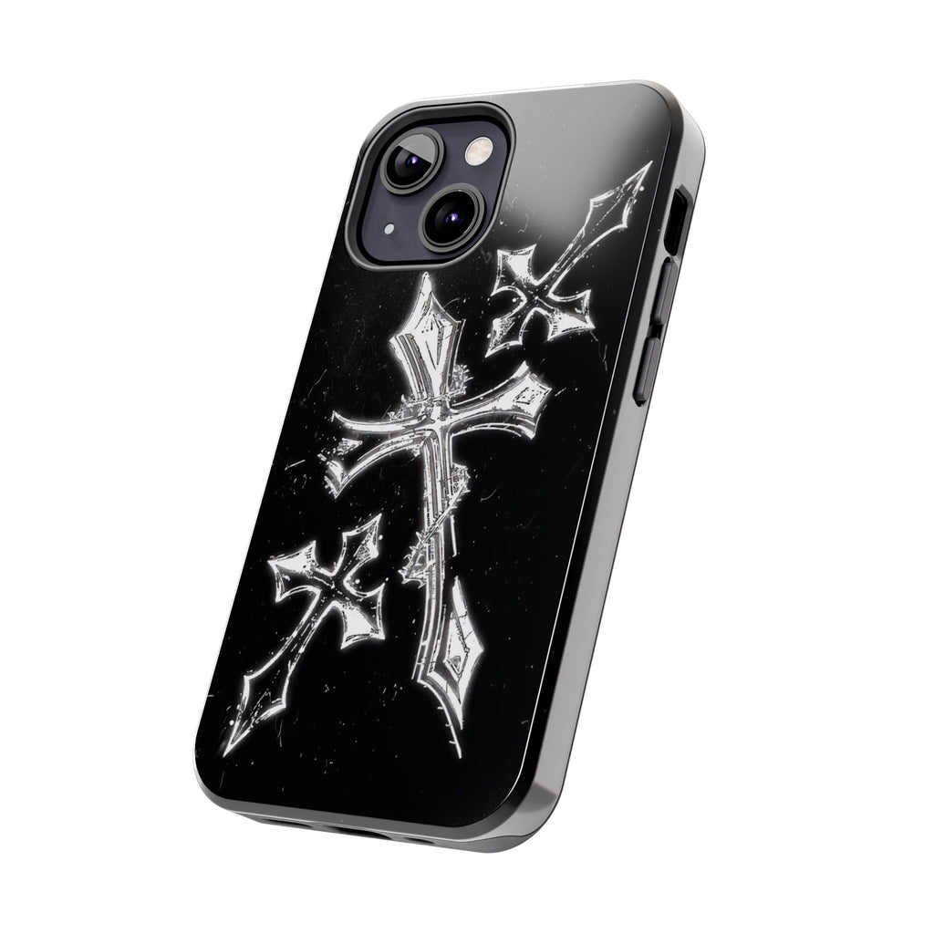Tough Phone Case with Cross Design, Gothic Phone Cover, Personalized Phone Case, Customizable Tech Accessories, Unique Gift Idea