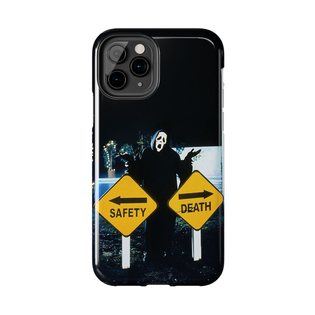 Spooky Phone Cases with Safety and Death Design, Halloween Gift, Horror Movie Merch, Unique Phone Accessories, Fun and Functional