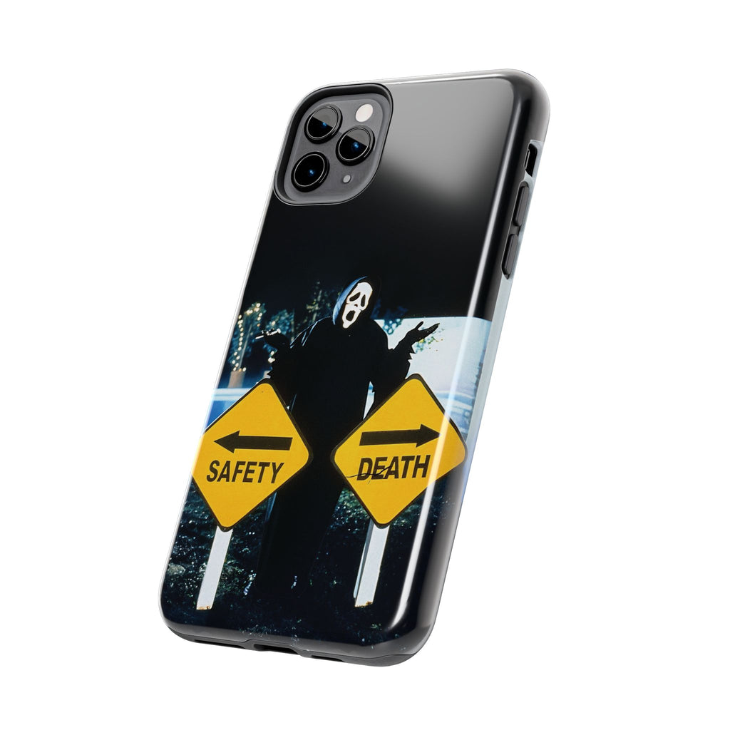 Spooky Phone Cases with Safety and Death Design, Halloween Gift, Horror Movie Merch, Unique Phone Accessories, Fun and Functional