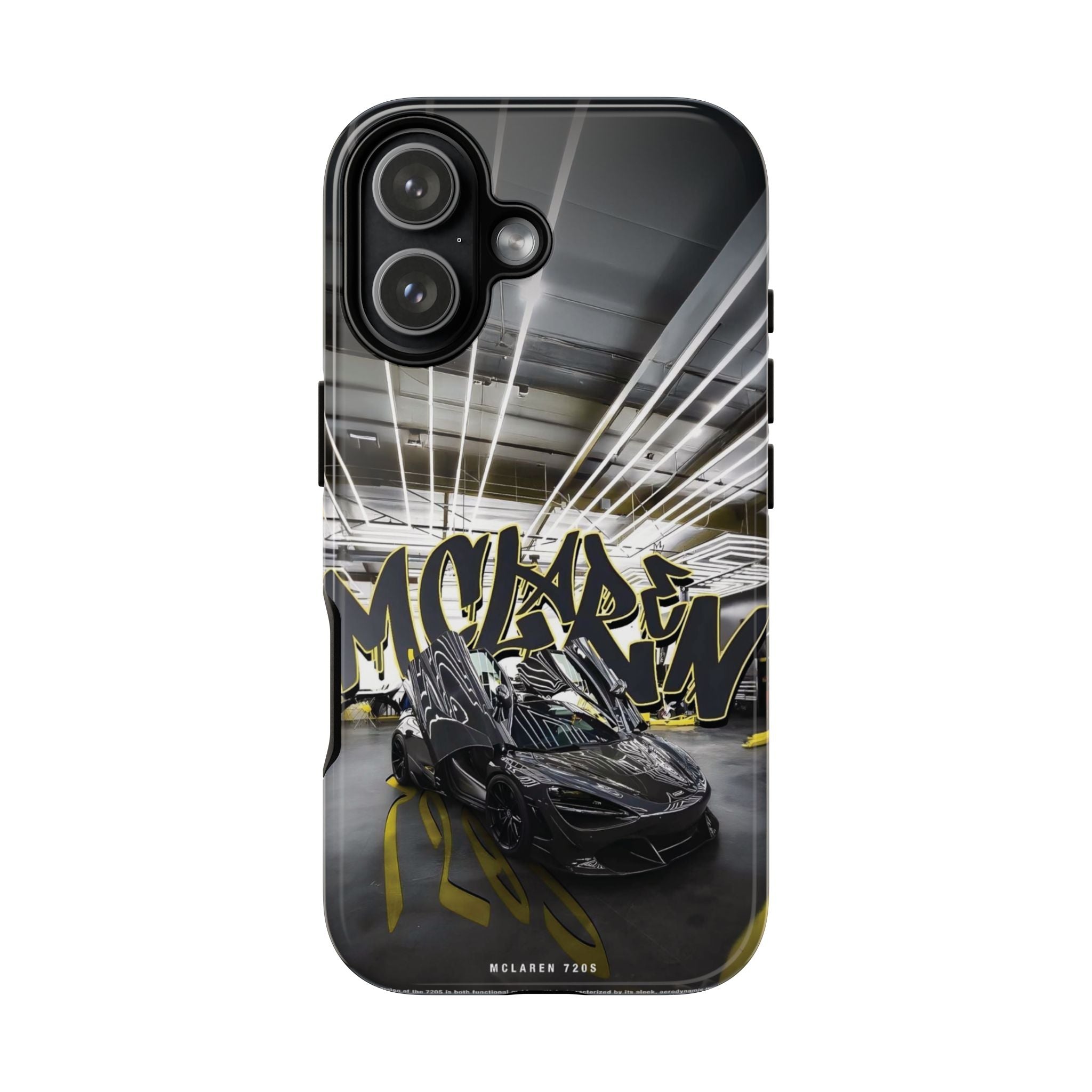 Racing Graffiti Phone Case — McLaren Sports Car Garage Design