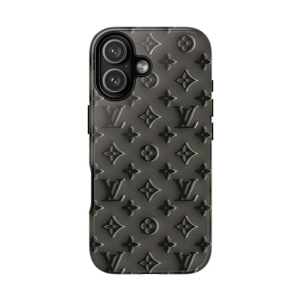 Embossed Luxury Monogram Phone Case — Black Designer-Style Protective Cover