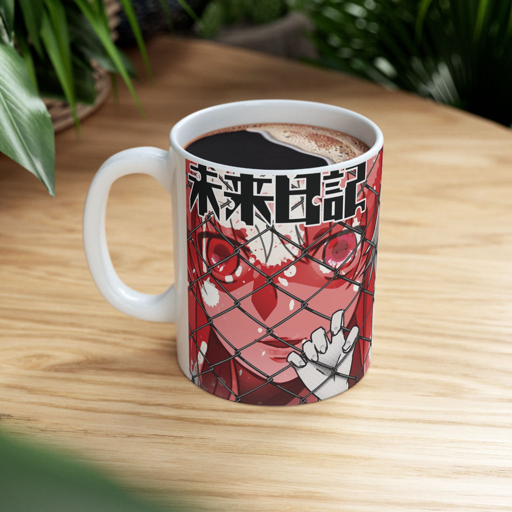 Anime Red Manga Girl Ceramic Mug — Gothic Vampire Aesthetic (11oz/15oz)