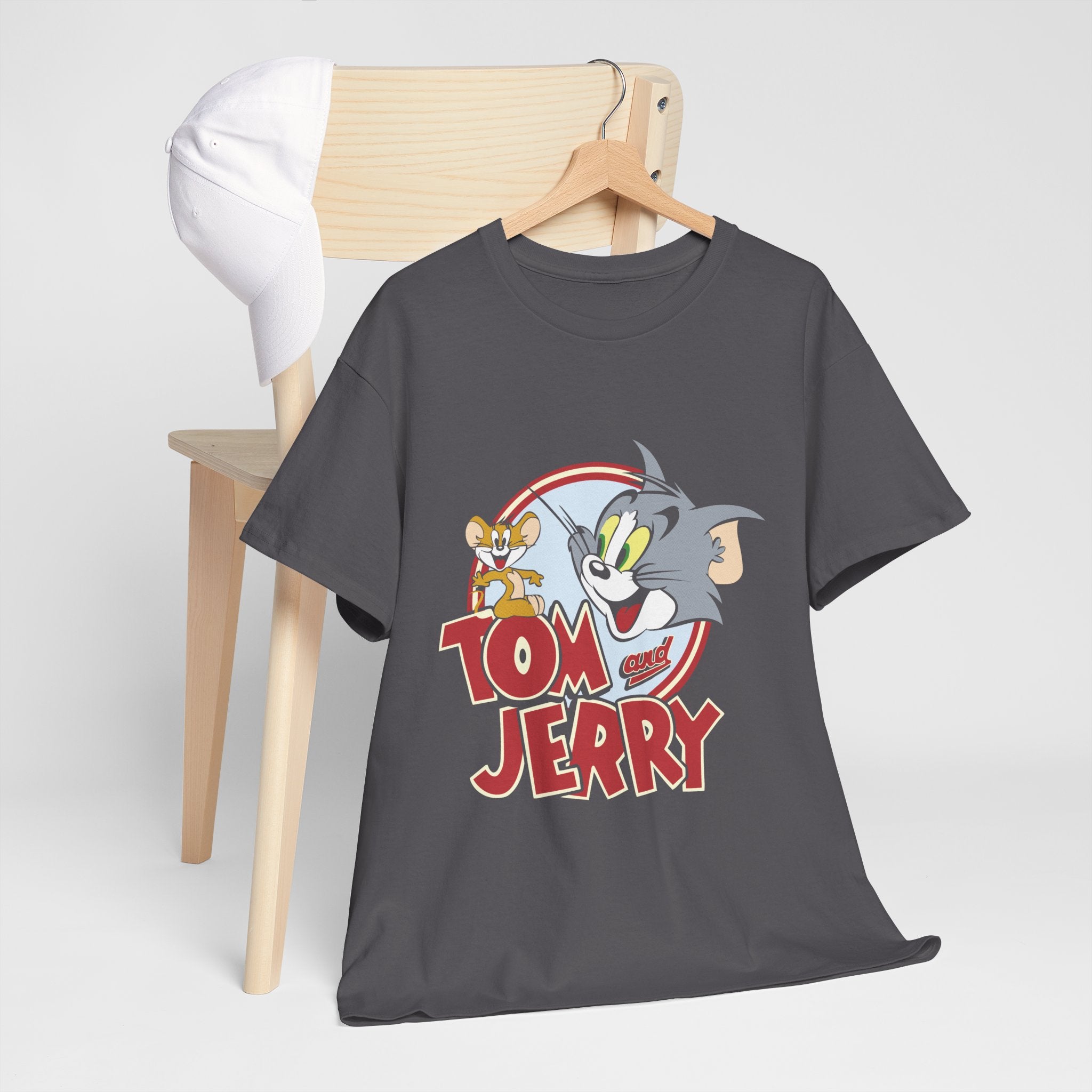 Tom and Jerry Unisex Heavy Cotton Tee, Funny Cartoon Shirt, Casual Wear, Gift for Kids and Adults, Retro Comics Tee