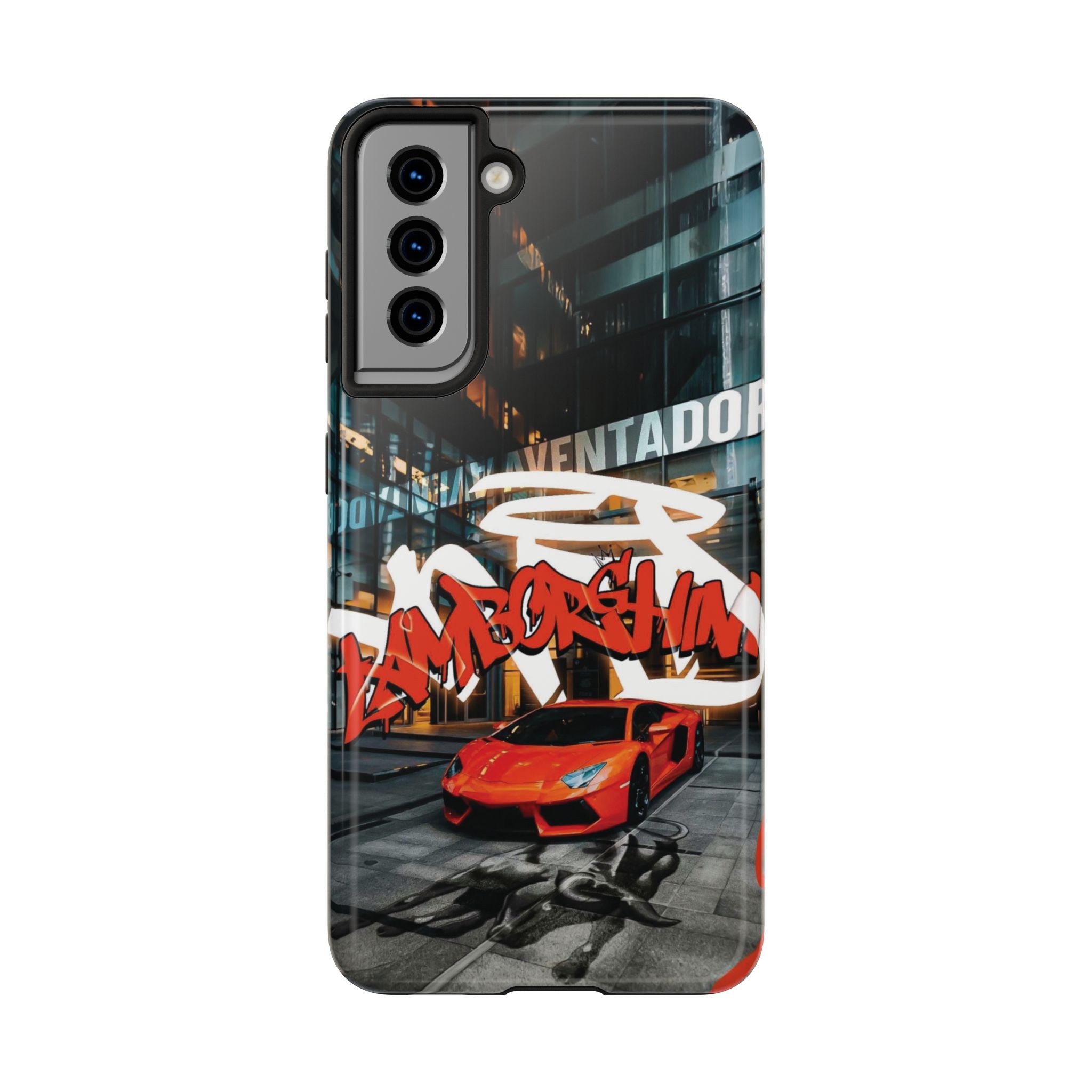Urban Graffiti Tough Phone Case - Red Lamborghini Design